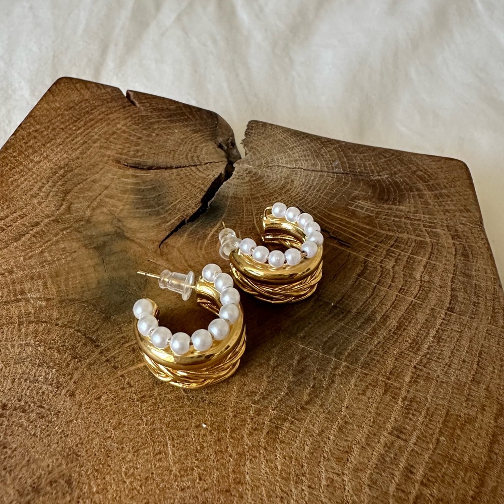 Pearl Fashion Hoop Earrings